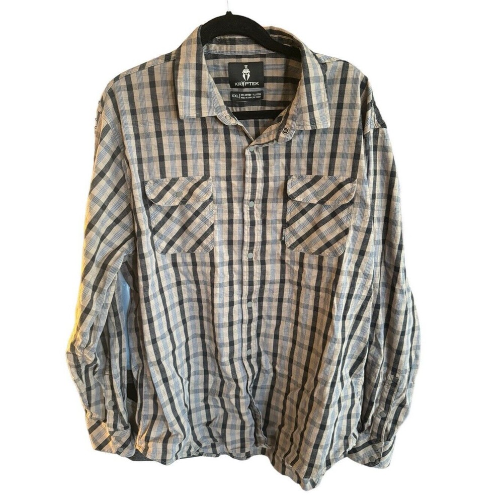 Kryptek Shirt Mens XXL Plaid Long Sleeve‎ Cotton And Lycra Multicolored